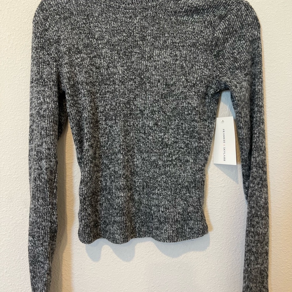Gray Knit Long Sleeve Sweater